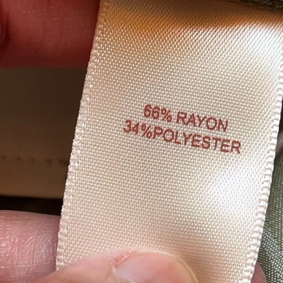 Camila Coelho Women's Olive Green Pinstripe Wide Leg Pleated Pants sz L Career - Picture 12 of 14